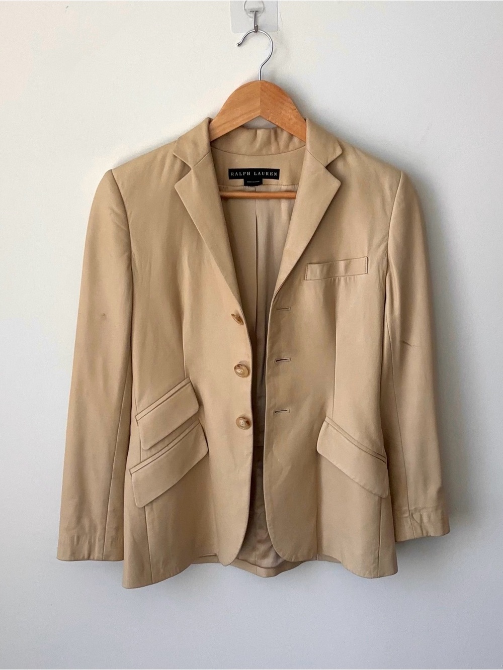 Ralph Lauren Black Label Buttery Soft Lambskin Leather Blazer Size 4 Light Tan